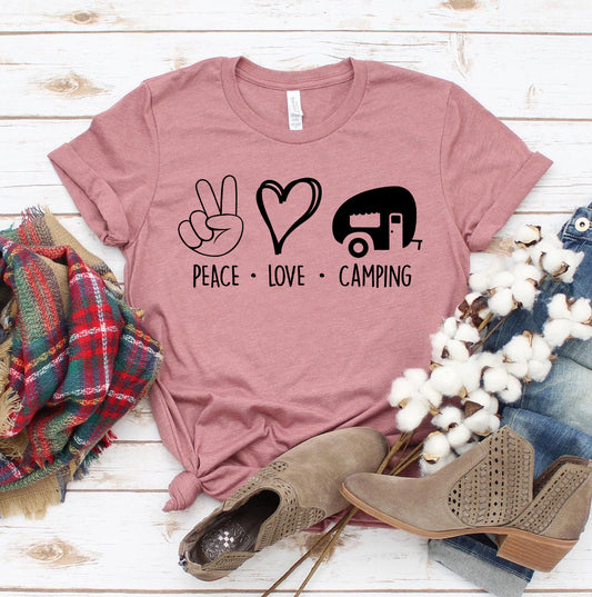 Peace Love Camping T-Shirt - DragonHearth
