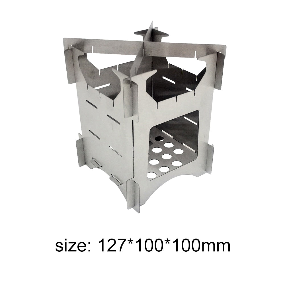 Mini Outdoor Firewood Stove Portable Camping Picnic BBQ Travel Folding Stainless Steel Wood Stove Charcoal Cooking Grill - DragonHearth