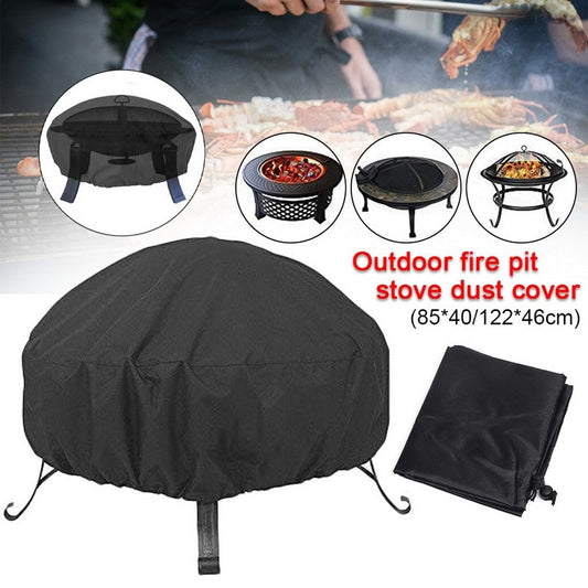 2021 New Round Polyester Patio  Easy Clean Outdoor Waterproof Protective Garden Black Fire Pit Cover BBQ Cooking Anti Dust - DragonHearth