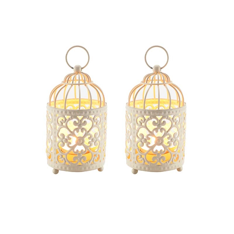 2/6Pcs Small Metal Candle Holder Hanging Birdcage Lantern Hollow Candlestick Holders Table Wedding Party Indoor Outdoor Gifts - DragonHearth