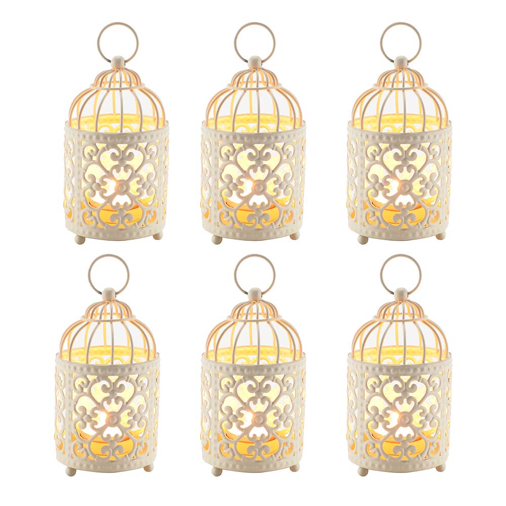 2/6Pcs Small Metal Candle Holder Hanging Birdcage Lantern Hollow Candlestick Holders Table Wedding Party Indoor Outdoor Gifts - DragonHearth