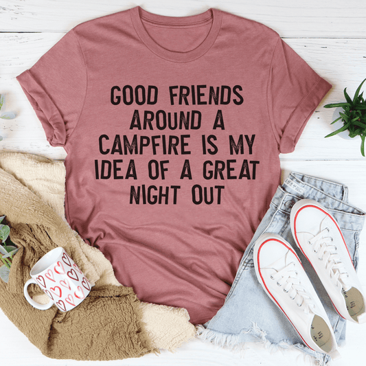 Good Friends Around at Campfire T-Shirt - DragonHearth