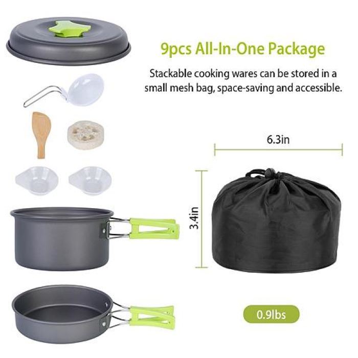 Camping Cookware Set - Aluminum Pot Pans Kit - DragonHearth