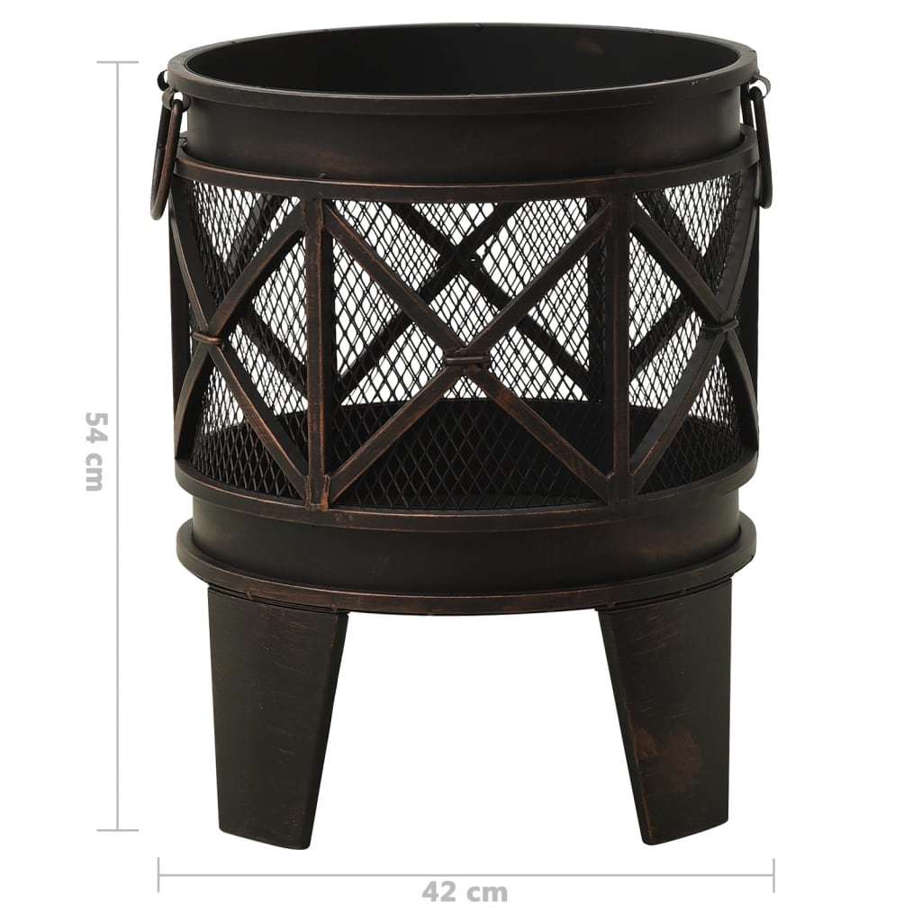 Rustic Fire Pit with Poker 16.5"21.3" Steel - DragonHearth