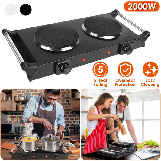 2000W Electric Dual Burner Portable Coil Heating Hot Plate Stove
