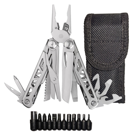 Heavy Duty Multitool | Military Grade Stainless Steel Frame;  Deep Profile Blade;  First Aid Scissors;  Sturdy Pliers;  Cord Cutter;  18 Locking Tools | Survival Multitool;  Camping;  EDC;  Work - DragonHearth