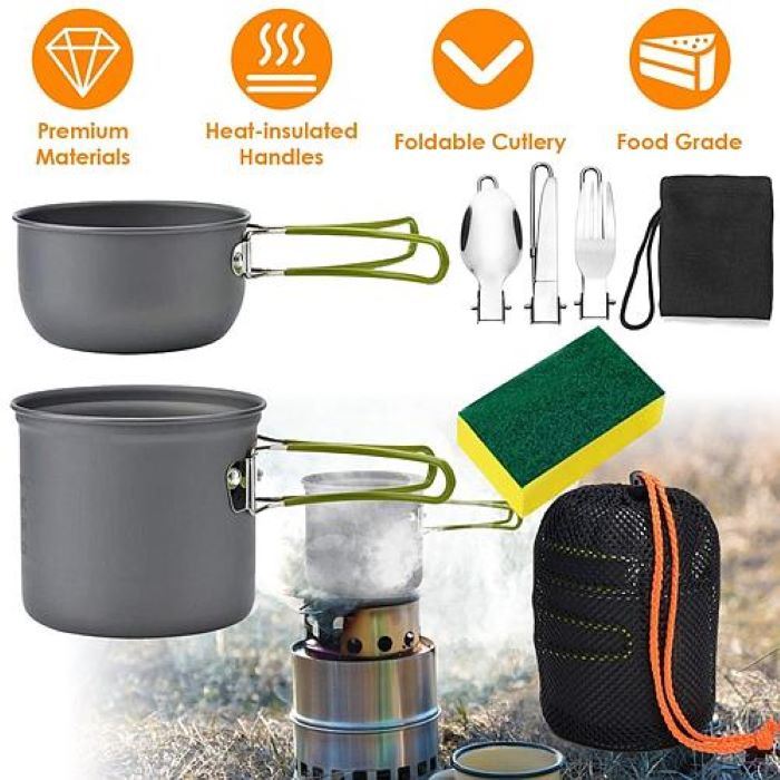 Camping Cookware Set - Aluminum Pot Pans Kit - DragonHearth