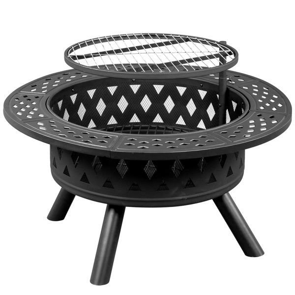 38in Metal Fire Pit with Cooking Grate- Black - DragonHearth
